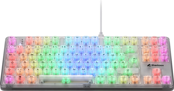 Sharkoon Crystal Shark, White, LEDs RGB, KKT Kang White V3, USB, DE