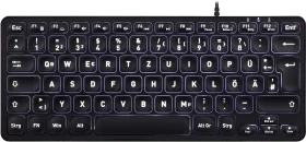 Perixx Periboard-332 Mini, schwarz, LEDs weiß, USB, DE