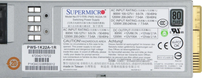 Supermicro PWS-1K22A-1R 1200W, 1HE-Servernetzteil