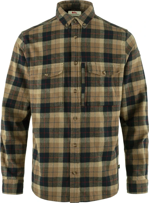 Fjällräven Värmland Heavy Flannel Hemd langarm dark sand/dark navy (Herren)