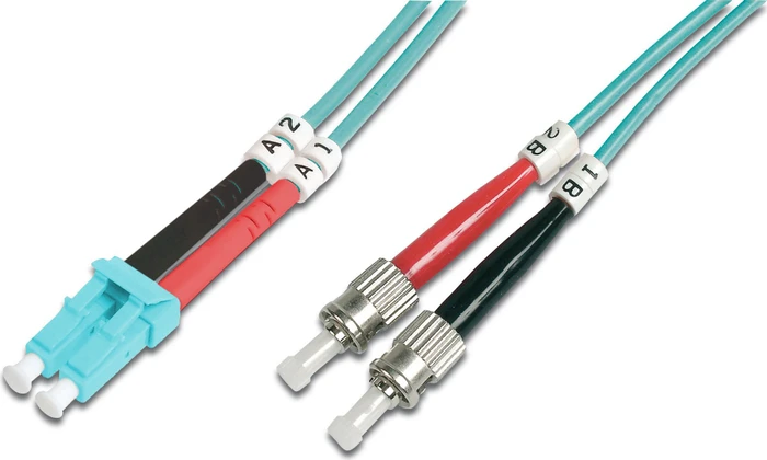 Digitus LWL Duplex Kabel, OM3, 2x LC Stecker/2x ST Stecker, 5m, türkis