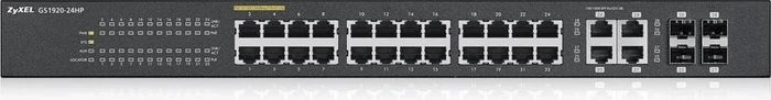 Zyxel GS1920 Rackmount Gigabit Smart Switch, 24x RJ-45, 4x RJ-45/SFP, 375W PoE+