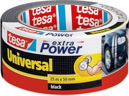 tesa extra Power Universal schwarz, Gewebeband, 50mm/25m, 1 Stück