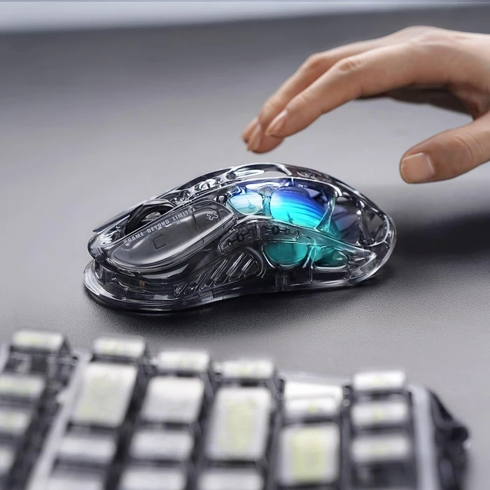 GravaStar Mercury M2 Wireless Gaming Mouse, Transparent Black, USB/Bluetooth
