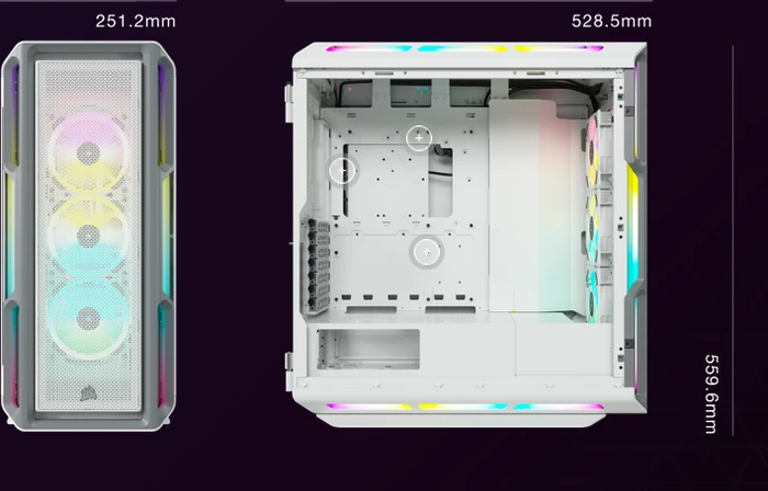Corsair iCue 5000T RGB TG, weiß, Glasfenster
