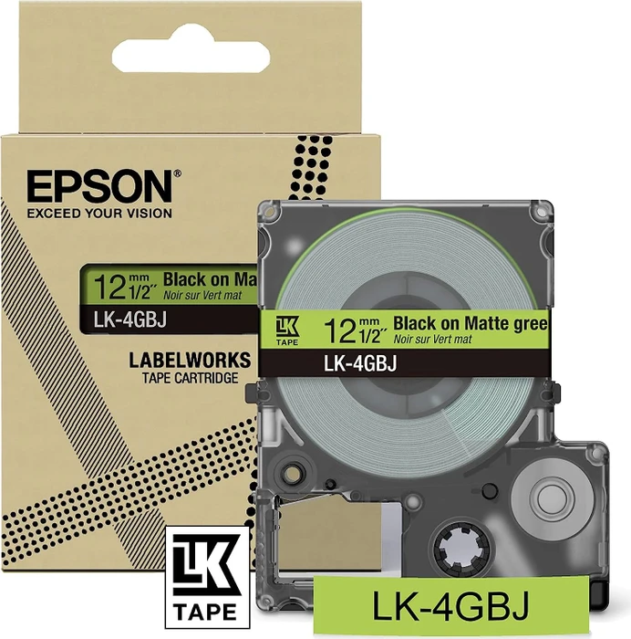 Epson LK-4GBJ Beschriftungsband, 12mm, schwarz/mattgrün