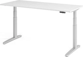 Hammerbacher Ergonomic Aktiv XBHM19 elektrisch höhenverstellbarer Sitz-Steh-Schreibtisch 180x80cm weiß/silber