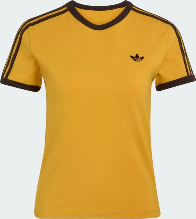 adidas 3-Streifen Slim T-Shirt kurzarm preloved yellow/aurora coffee (Damen)