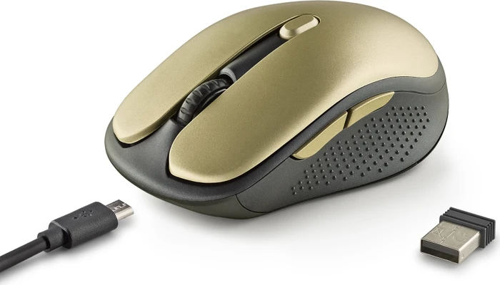 NGS Evo Rust Gold Wireless Rechargeable Silent Mouse gold/schwarz, USB