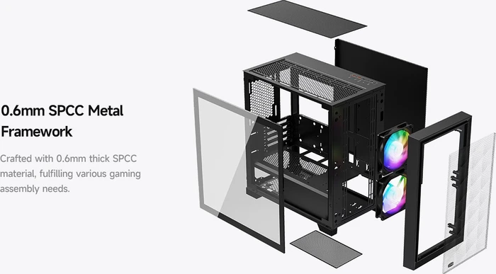 PCCooler C3D310 BK ARGB, schwarz, Glasfenster