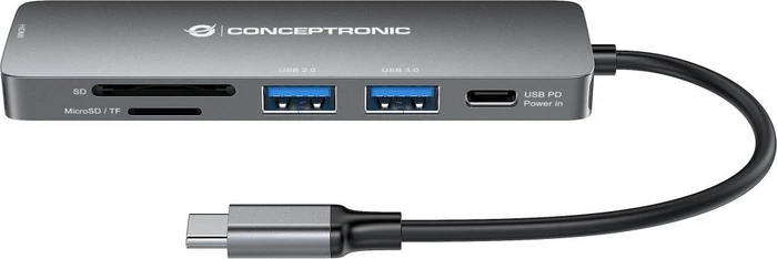 Conceptronic 6-in-1 Dockingstation, USB-C 3.0 [Stecker]