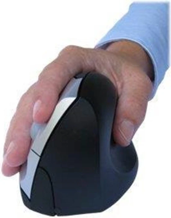 BakkerElkhuizen HandShake Mouse Wireless, Vertikale Maus Rechts schwarz/silber, USB