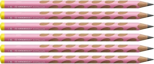STABILO EASYgraph Bleistift HB graphit, Pastell Rosa, Linkshänder, 6er-Pack