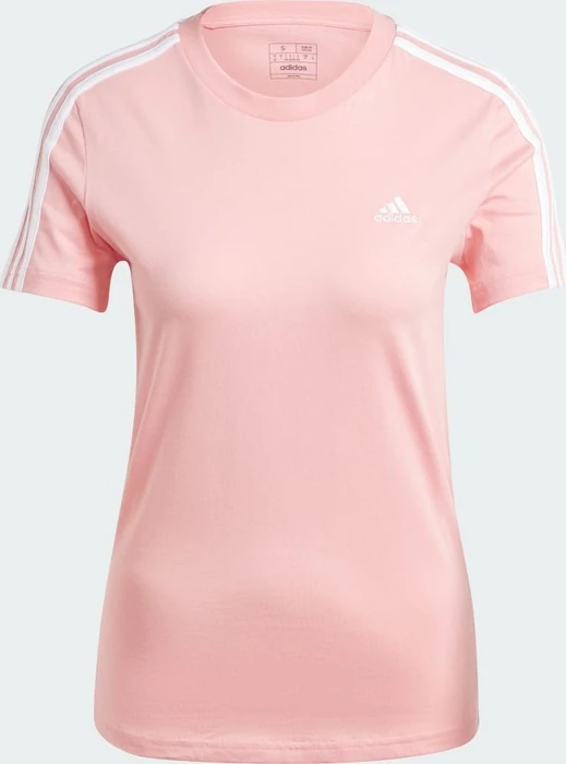 adidas Loungewear Essentials Slim 3 Streifen T-Shirt kurzarm semi pink spark/white (Damen)