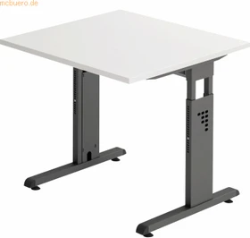 Hammerbacher Ergonomic O-Serie OS08/W Schreibtisch 80x80cm weiß/silber