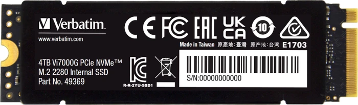 Verbatim Vi7000G PCIe NVMe SSD 4TB, M.2 2280 / M-Key / PCIe 4.0 x4, Kühlkörper