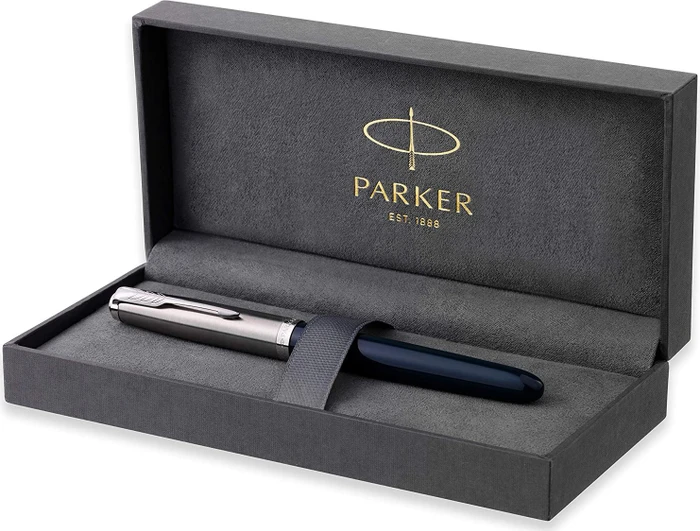 Parker 51 dunkelblau, rechte Hand, fein, Geschenkbox