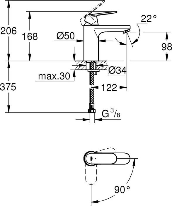 Grohe Eurosmart Cosmopolitan Einhand-Waschbeckenarmatur 1/2" M-Size chrom