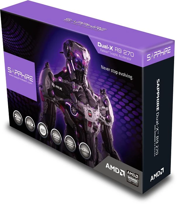 Sapphire Radeon R9 270 Dual-X, 2GB GDDR5, 2x DVI, HDMI, DP, full retail