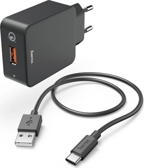Hama Ladeset USB-C QC 3.0 + USB-C-Kabel 1.5m schwarz