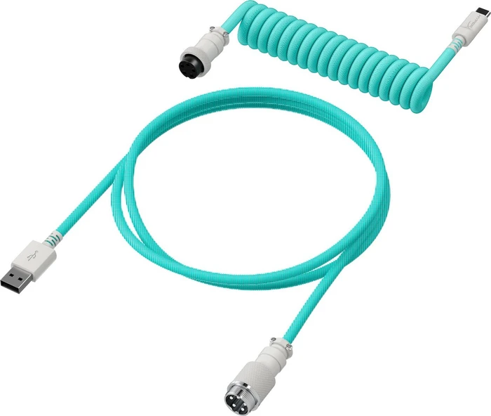 HP HyperX Coiled Cable USB-C auf USB-A, Tastaturkabel (Spiral-Textilkabel), 1.22m, grün/weiß