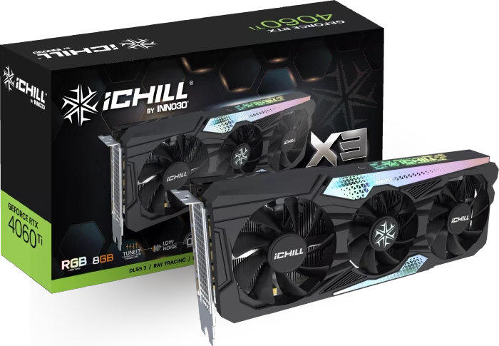 INNO3D GeForce RTX 4060 Ti iCHILL X3, 8GB GDDR6, HDMI, 3x DP