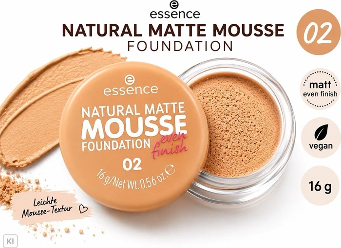 Essence Natural Matte Mousse Foundation #02, 16g