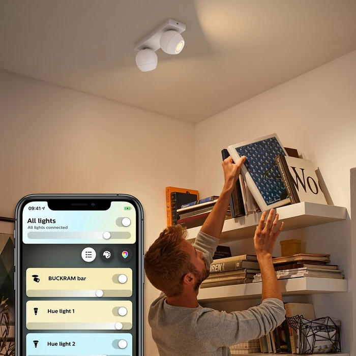 Philips Hue White Ambiance Buckram 2-flammig weiß