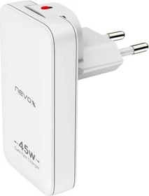 Nevox Dual Slim Ladegerät GaN EU/US 45W weiß