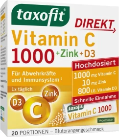 Taxofit Vitamin C 1000 + Zink + D3 Direkt Sticks, 20 Stück