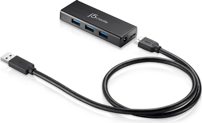 j5create Mini USB-Hub, 4x USB-A 3.0, USB 3.0 Micro-B [Buchse]