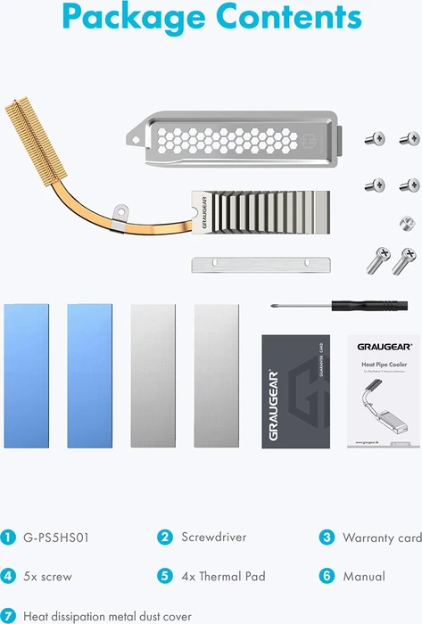 Graugear G-PS5HS01-Cov, Heatpipe-Kühler für PS5 Speichererweiterung, mit Abdeckung