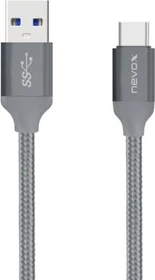 Nevox USB-A/USB-C 3.0 Cable Nylon Braided 2.0m silber