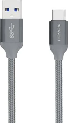 Nevox USB-A/USB-C 3.0 Cable Nylon Braided 2.0m silber