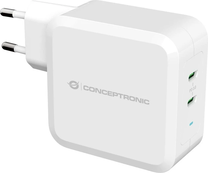 Conceptronic ALTHEA 2-Port 100W GaN USB-C PD-Ladegerät weiß