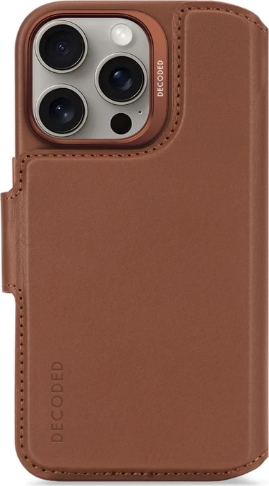 Decoded Leather Detachable Wallet Case für Apple iPhone 16 Pro Tan Brown