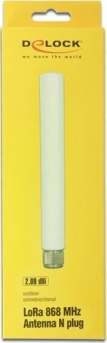 DeLOCK LoRa, 868MHz/ZigBee/Z-Wave Outdoor-Antenne, 2.09dBi, N-Type (Stecker), omnidirektional, schwarz