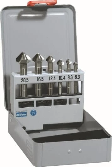 Alpen HSS Cobalt KM6 Kegelsenker-Sortiment inkl. Werkzeugbox, 6-tlg.