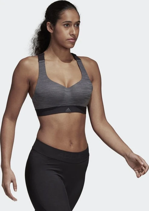 adidas Stronger For It Racer-Back Heather Sport-BH dark grey heather/black (Damen)