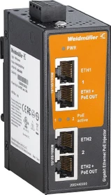 Weidmüller Industrial Railmount Gigabit PoE-Injektor, 4x RJ-45, 60W PoE+ (IE-INJ-EL02-2GTPOE / 2682440000)
