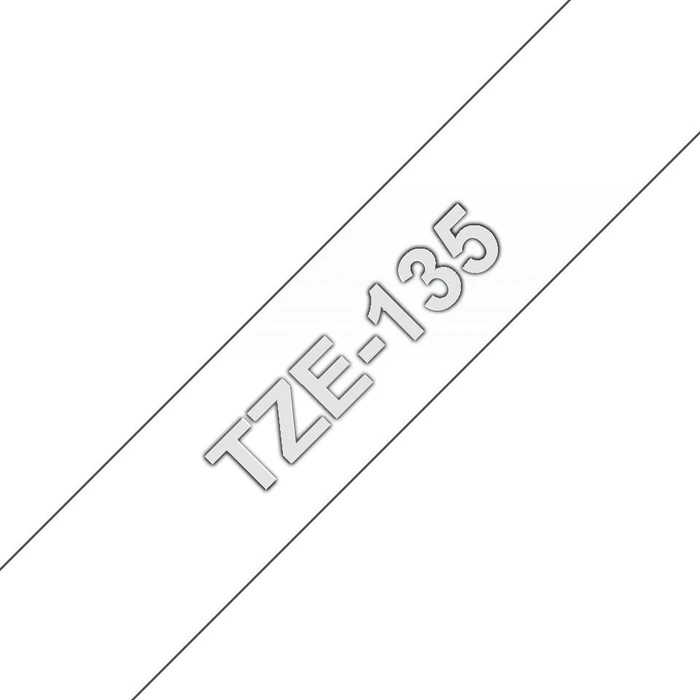 Brother TZe-135 Beschriftungsband, 12mm, weiß/transparent