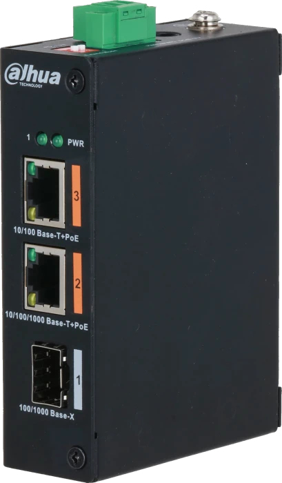 Dahua PFS31 Industrial Railmount Gigabit Switch, 2x RJ-45, 1x SFP, 60W PoE++