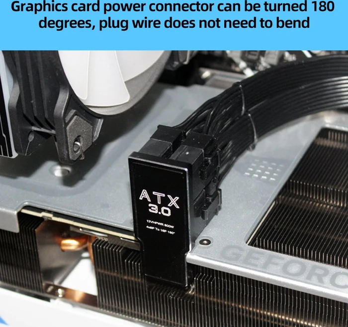 Phobya 12VHPWR Winkeladapter, 12VHPWR auf 4x 8-Pin PCIe Adapter, 180 Grad, links, weiß
