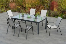 Merxx Amalfi Gartenmöbel-Set diamantbraun/graphit, 7-tlg.