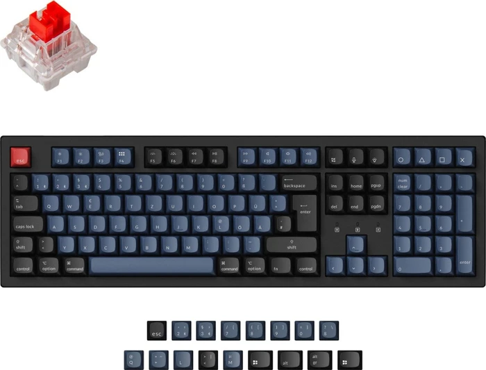 Keychron K10 Pro, schwarz/blaugrau, LEDs RGB, Keychron K Pro RED, USB/Bluetooth, DE