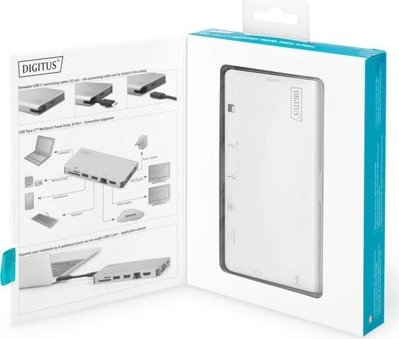 Digitus Multiport Travel Dock silber, USB-C 3.0 [Buchse]