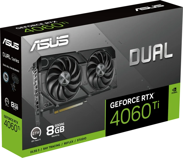 ASUS Dual GeForce RTX 4060 Ti EVO, DUAL-RTX4060TI-8G-EVO, 8GB GDDR6, HDMI, 3x DP