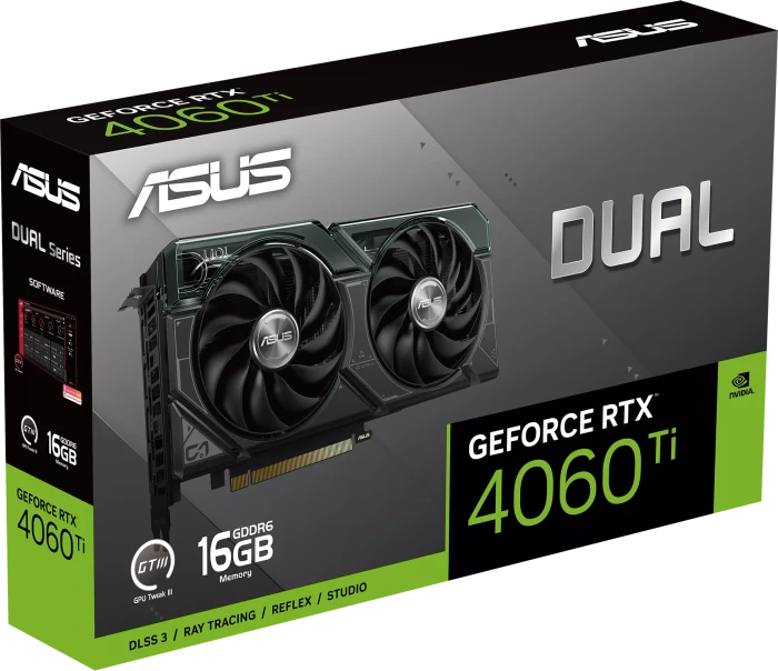 ASUS Dual GeForce RTX 4060 Ti, DUAL-RTX4060TI-16G, 16GB GDDR6, HDMI, 3x DP