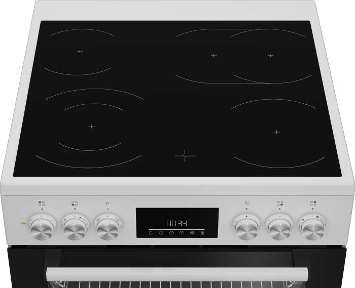 Beko FBM67320WS Elektroherd mit Glaskeramik-Kochfeld