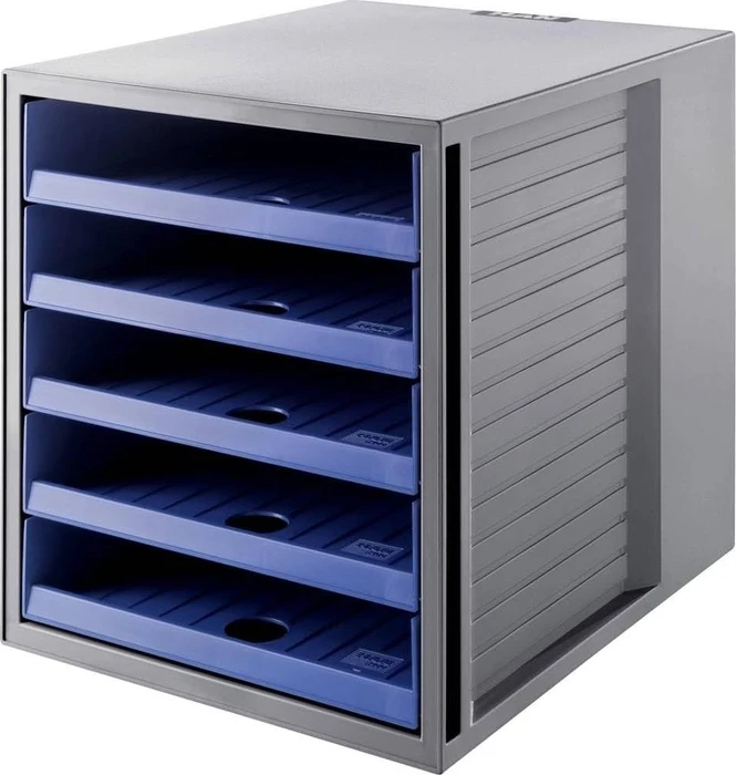 HAN Schrank-Set Karma Schubladenbox, 5 Schubladen, A4, öko-grau/blau